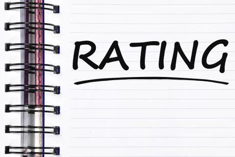 Rating words on spring white note book Stock Photos