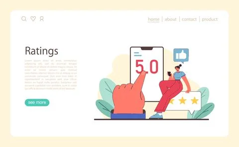 Ratings concept. Interacting with top-tier service ratings and customer Stock Illustration