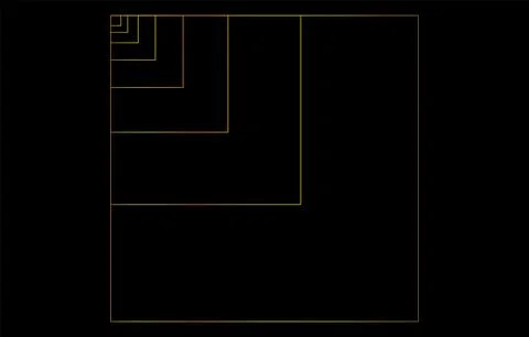 Ratio used in design, combination of squares in the golden ratio Illustrazione stock