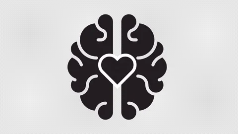 Rational love, brain heart. Alpha channel Stock Footage 342422758