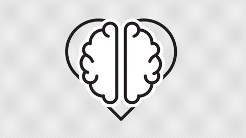 Rational love, brain in heart. Alpha channel Vídeo Stock 342422792