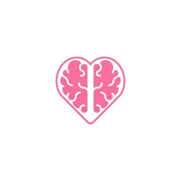 Rational love, brain heart. Vector logo icon template Stock Illustration