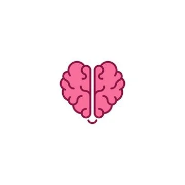 Rational love, brain heart. Vector logo icon template Stock Illustration