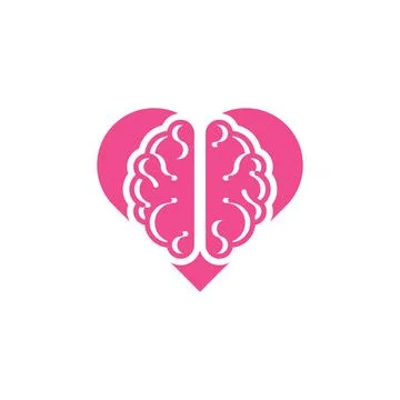 Rational love, brain heart. Vector logo icon template Stock Illustration