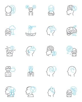 Rational Thinking linear icons set. Reasoning, Logic, Analysis, Objectivity Stock Illustration