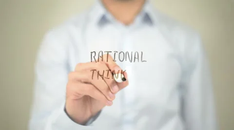 Rational Thinking , Man writing on transparent screen Stock Footage 62870971