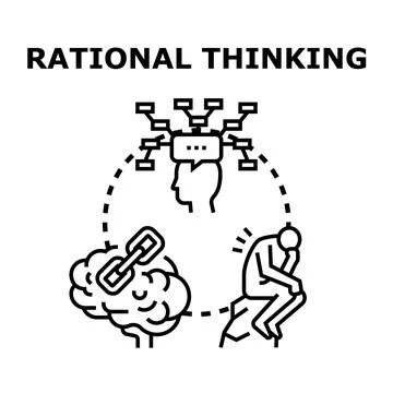 Rational thinking process developing logical problem solving Иллюстрация