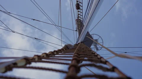 Ratlines and Rigging Rising Up Tall Ship Mast Video stock 331991793