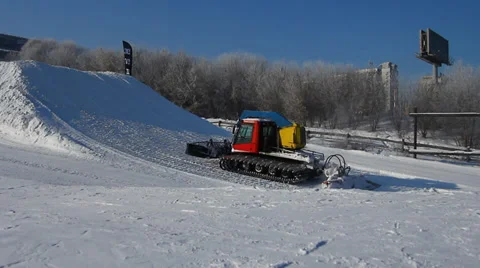 Ratrack in snow park Stock Footage 35498383