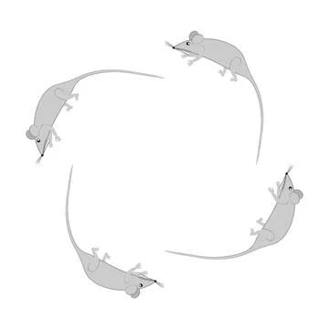 Rats and mice as design elements - stylized animals, fairy tales, children il Stock Illustration
