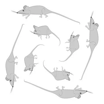 Rats and mice as design elements - stylized animals, fairy tales, children il Stock Illustration