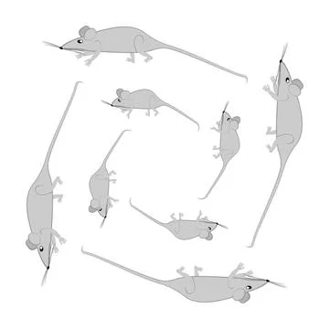 Rats and mice as design elements - stylized animals, fairy tales, children il Illustrazione stock