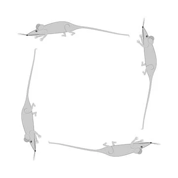Rats and mice as design elements - stylized animals, fairy tales, children il Illustrazione stock