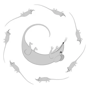 Rats and mice as design elements - stylized animals, fairy tales, children il Illustrazione stock