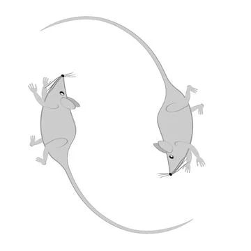 Rats and mice as design elements - stylized animals, fairy tales, children il Illustrazione stock