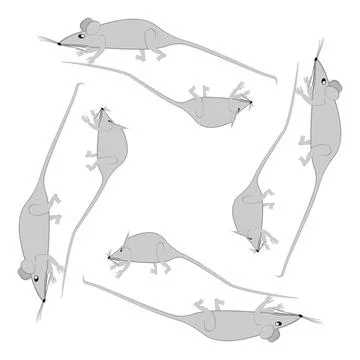 Rats and mice as design elements - stylized animals, fairy tales, children il Stock Illustration