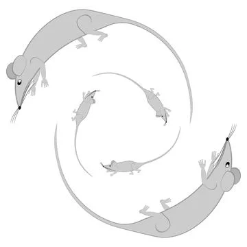 Rats and mice as design elements - stylized animals, fairy tales, children il Stock Illustration