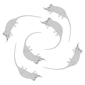 Rats and mice as design elements - stylized animals, fairy tales, children il Stock Illustration
