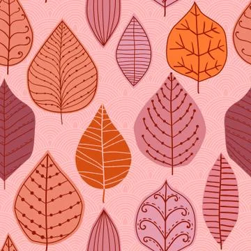 Ratser seamless pattern with leaf,vautumn leaf background Stock Illustration