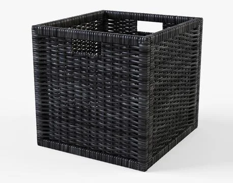 Rattan Basket Ikea Branas Black Color 3D Model
