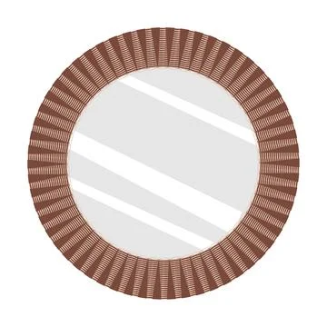 Rattan framed mirror cartoon vector isolated hand drawing Illustrazione stock