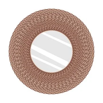 Rattan framed mirror cartoon vector isolated hand drawing Stock Illustration