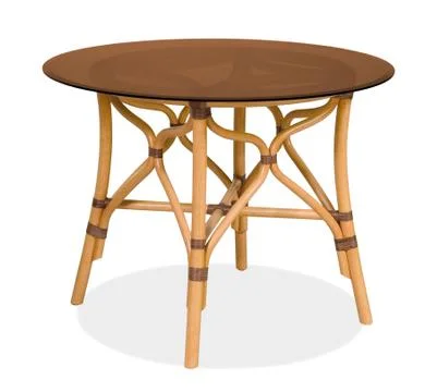 Rattan round table with a table-top Stock Photos