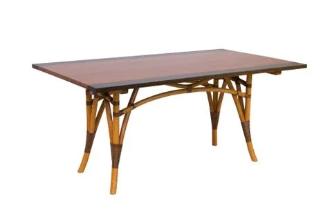 Rattan table with a table-top Stock Photos