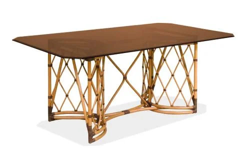 Rattan table with a table-top Stock Photos
