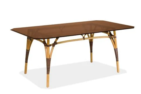 Rattan table with a table-top Fotos de archivo