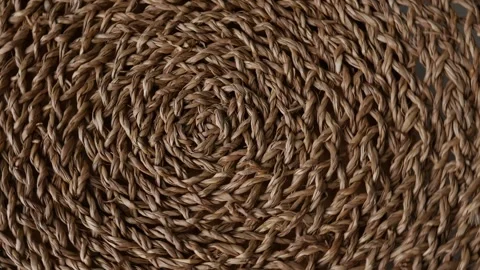 Rattan weave, Wicker straw background. Видео 313605431