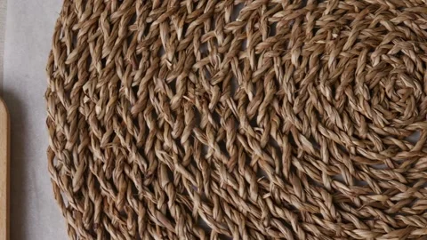 Rattan weave, Wicker straw background. Stock Footage 313886698
