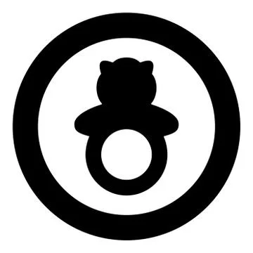 Rattle black icon in circle vector illustration isolated . Stock Illustration