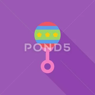 Rattle flat icon Stock-Illustration