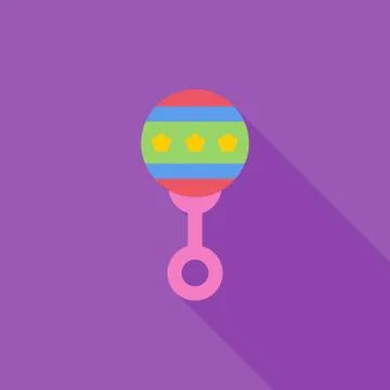 Rattle flat icon Stock Illustration