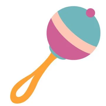Rattle, toy, flat, isolated object on a white background, vector illustration, Stock Illustration