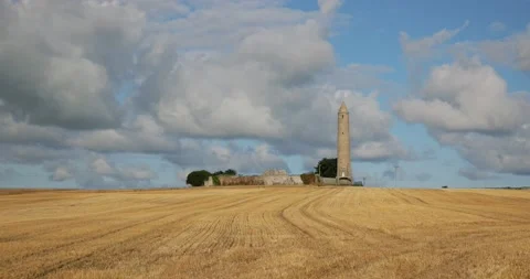 Rattoo round tower and surrounding farmland Stock-Footage 134058950
