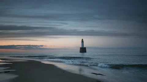 Rattray Head Lighthouse at Sunset Stock Footage 51844522