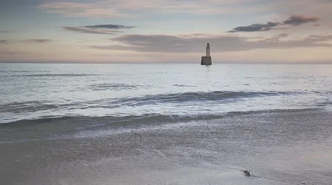 Rattray Head Lighthouse at Sunset Stock Footage 51845299
