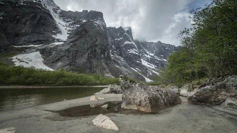 Rauma river with Trollvegen Stock Footage 87787947