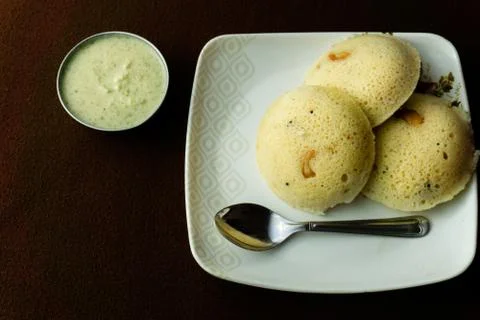 Rava idli with chutney on the table Stock Photos