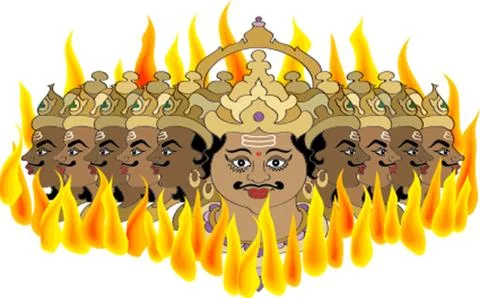 Ravana Burning In Fire Stock Illustration