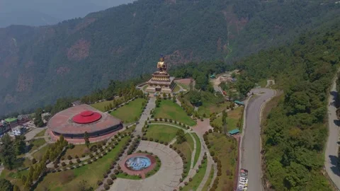 Ravangla Buddha Park 4K Drone View. Sikkim, India. Stock Footage 342033008