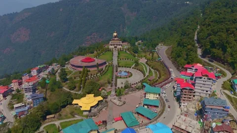 Ravangla Buddha Park 4K Drone View. Sikkim, India. Stock Footage 342033467