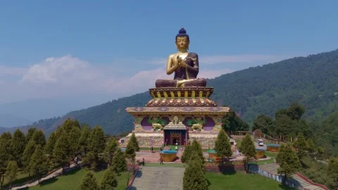 Ravangla Buddha Park 4K Drone View. Sikkim, India. Stock Footage 342034653