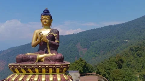 Ravangla Buddha Park 4K Drone View. Sikkim, India. Stock Footage 342035121
