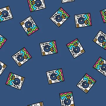 Rave flyer retro vector seamless pattern Illustrazione stock