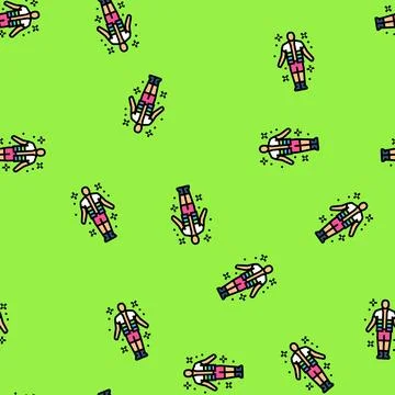Rave man retro vector seamless pattern 스톡 일러스트