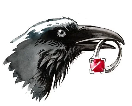 Raven and ring 스톡 일러스트