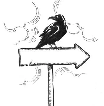 Raven on arrow Illustrazione stock